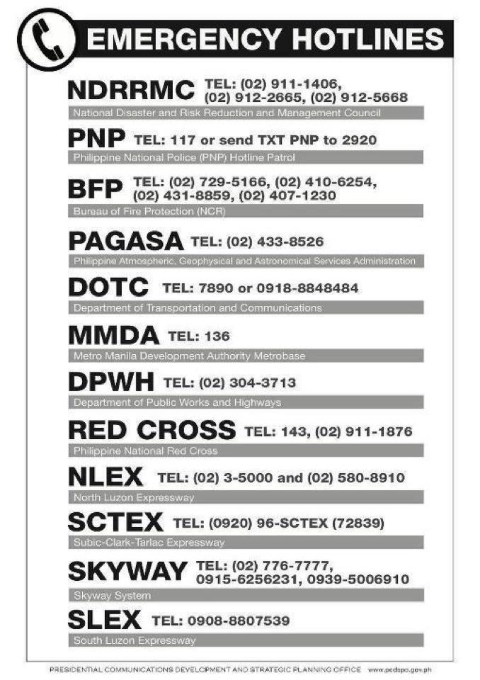 emergency numbers philippine government