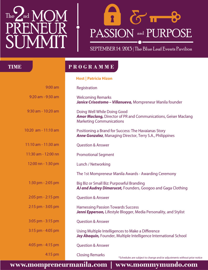 Mompreneur Summit program aug 26