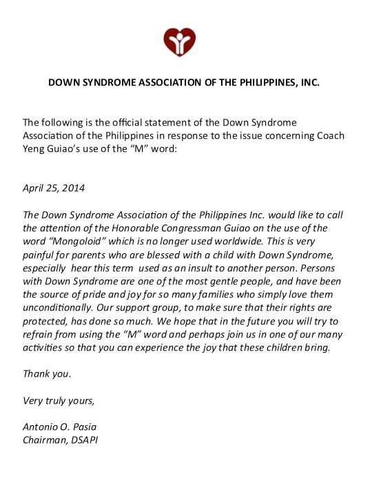 DSAPI Open Letter to Yeng Guiao