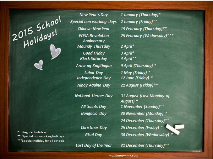 2015 Philippine School Holidays