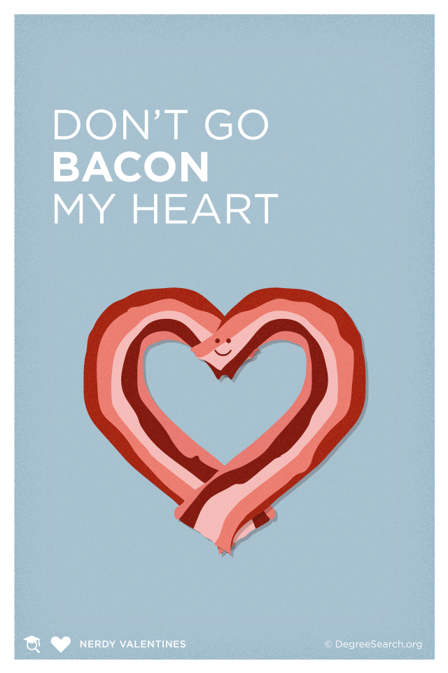 funny valentine card bacon