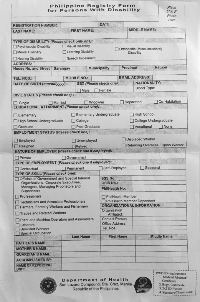 PWD ID FORM