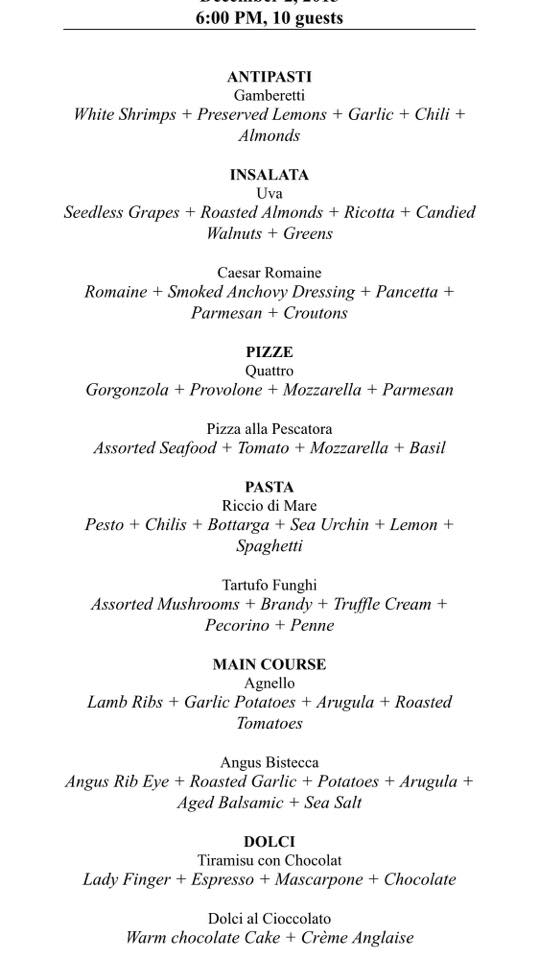 rafaelle menu
