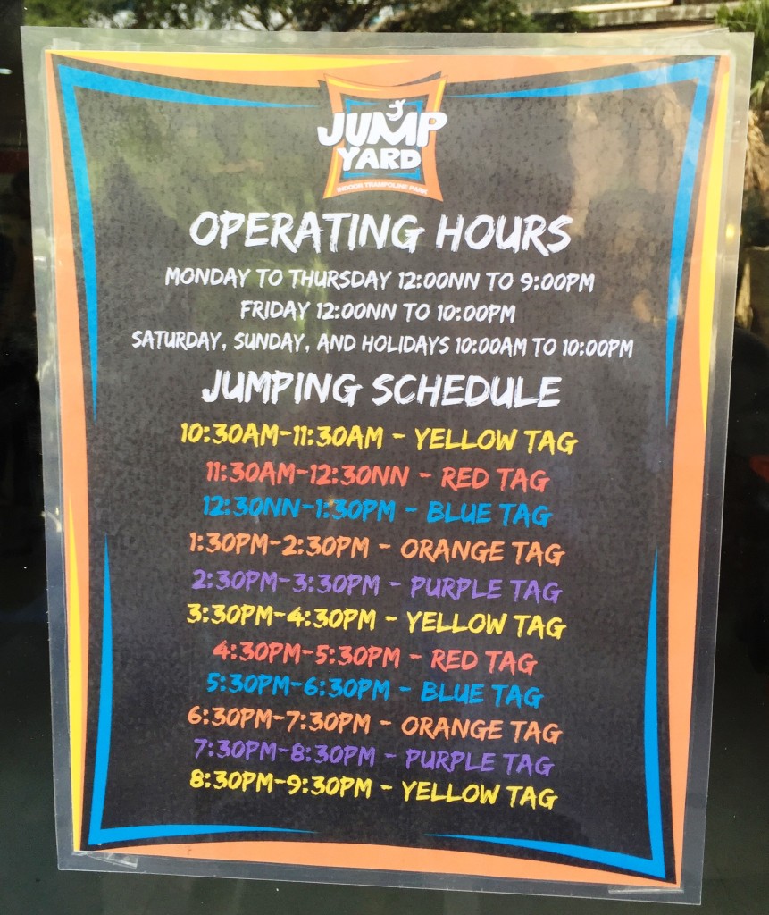 jump yard indoor trampoline park operating hours