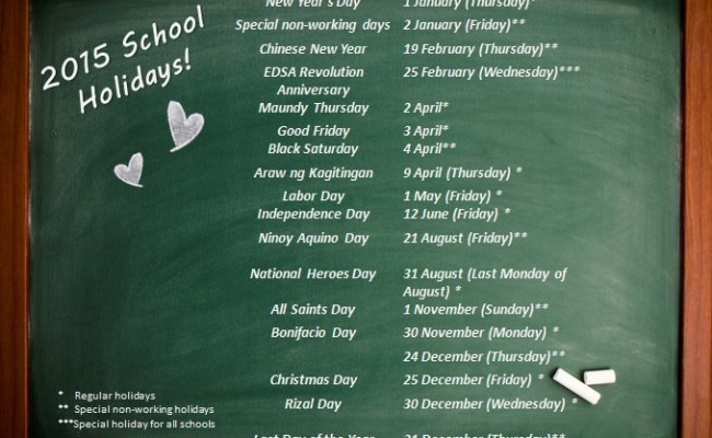 2015 Philippine School Holidays
